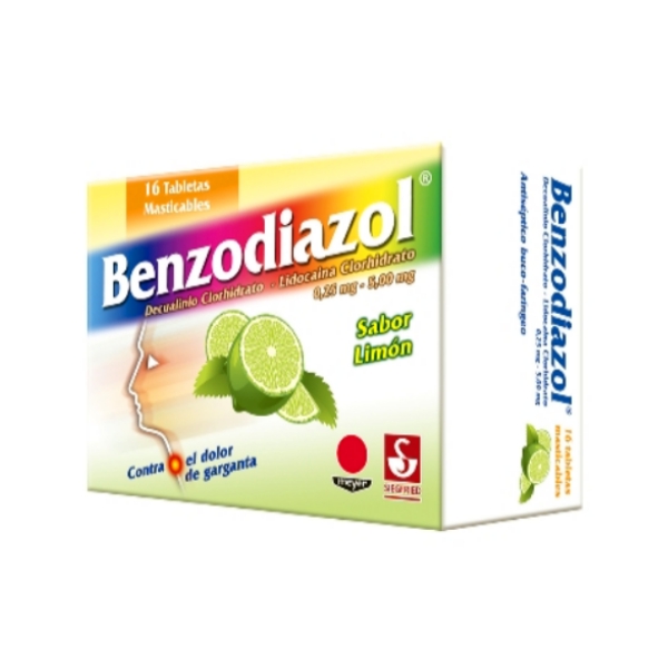 Benzodiazol Limón Decualinio+Lidocaína x 16 Tabletas Masticables - Siegfried