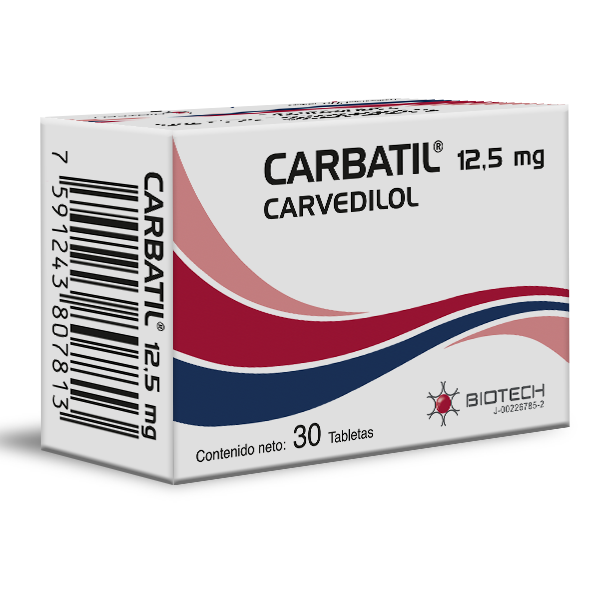 Carbatil Carvedilol 12.5mg x 30 Tabletas - Biotech