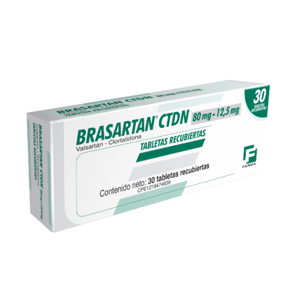 Brasartan CTDN Valsartán+Clortalidona 80mg/12.5mg x 30 Tabletas - Farma