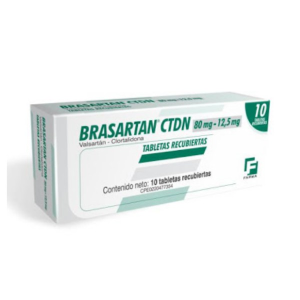 Brasartan CTDN Valsartán+Clortalidona 80mg/12.5mg x 10 Tabletas - Farma