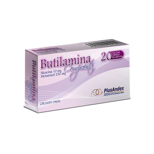 Butilamina Dipirona+Hioscina 10mg/250mg x 20 Tabletas - PlusAndex