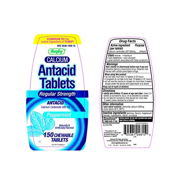 Calcium Antiácido Carbonato de Calcio 500mg x 150 Tabletas - Rugby