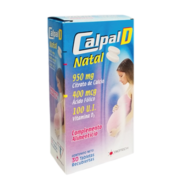 Calpal D Natal Ácido Fólico+Calcio+Hierro+Vitamina D3 x 30 Tabletas - Biotech