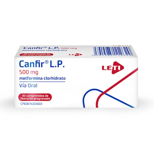 Canfir L.P. Metformina 500mg x 30 Comprimidos - Leti