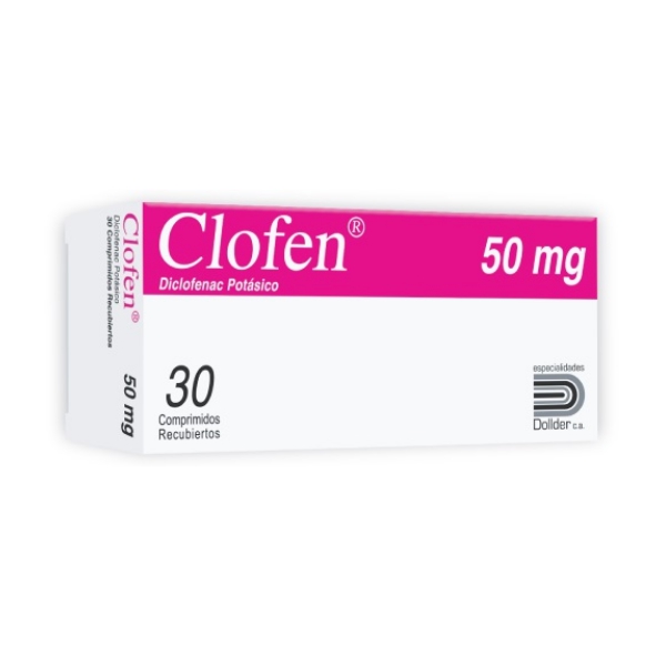 Clofen Diclofenac Potásico 50mg x 30 Comprimidos - Dollder