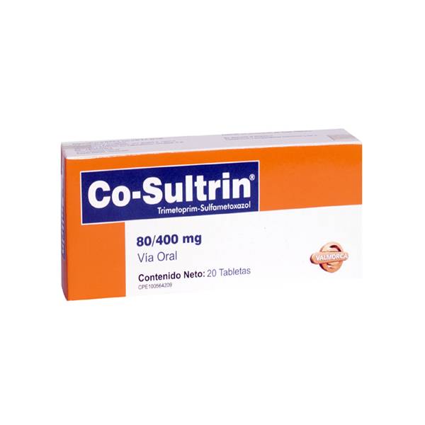 Co-Sultrin Trimetoprim+Sulfametoxazol 80mg/400mg x 20 Tabletas - Valmorca