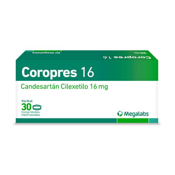 Coropres Candesartán 16mg x 30 Comprimidos - Megalabs