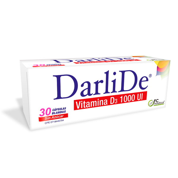 DarliDe Vitamina D3 1000Ui x 30 Cápsulas Blandas Sin Azúcar FC Pharma