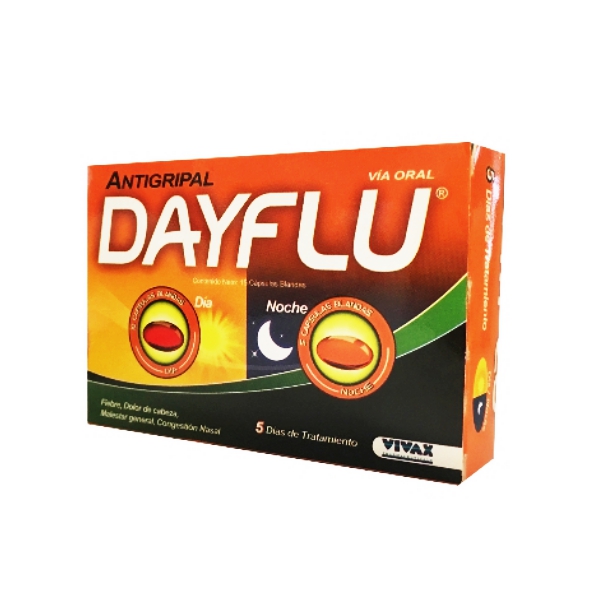 Dayflu Día Y Noche Acetaminofén+Clorfeniramina x 15 Cápsulas Blandas Vivax