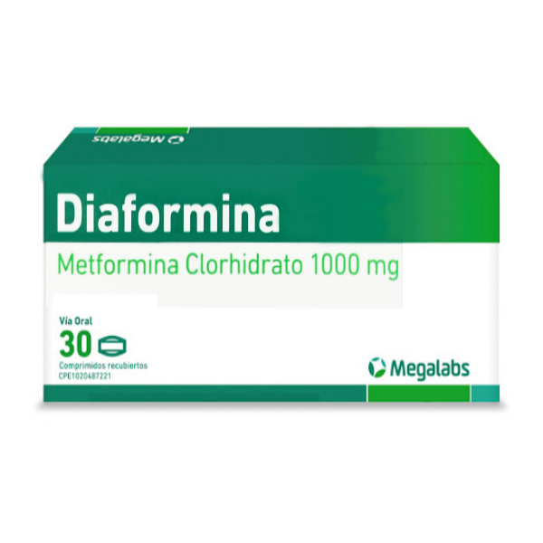 Diaformina Metformina 1000mg x 30 Comprimidos - Megalabs