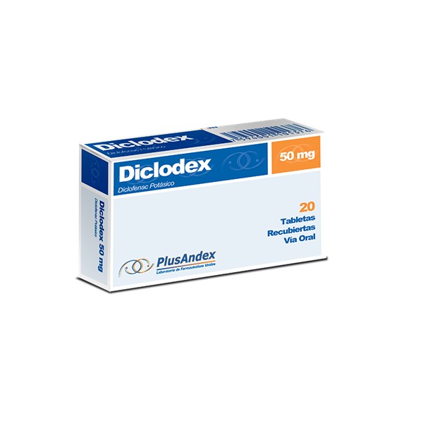 Diclodex Diclofenac Potásico 50mg x 20 Tabletas - PlusAndex