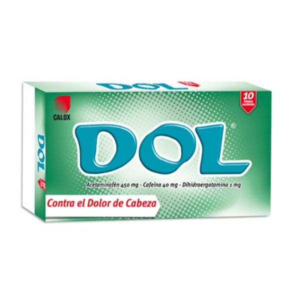 Dol Acetaminofén+Cafeína+Dihidroergotamina x 10 Tabletas - Calox