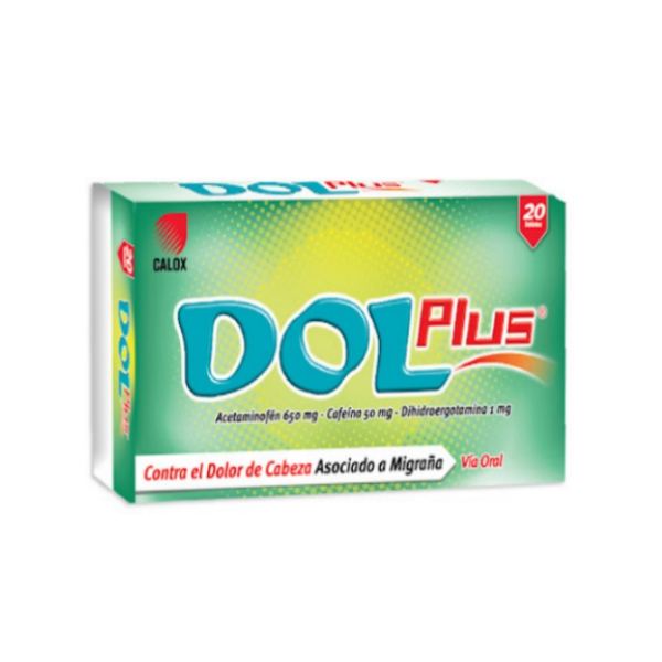 Dol Plus Acetaminofén+Cafeína+Dihidroergotamina 20 Tabletas - Calox ...