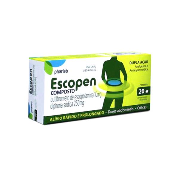 Escopen Composto Butilbrometo de Escopolamina+Dipirona 10mg/250mg x 20 Comprimidos - Pharlab