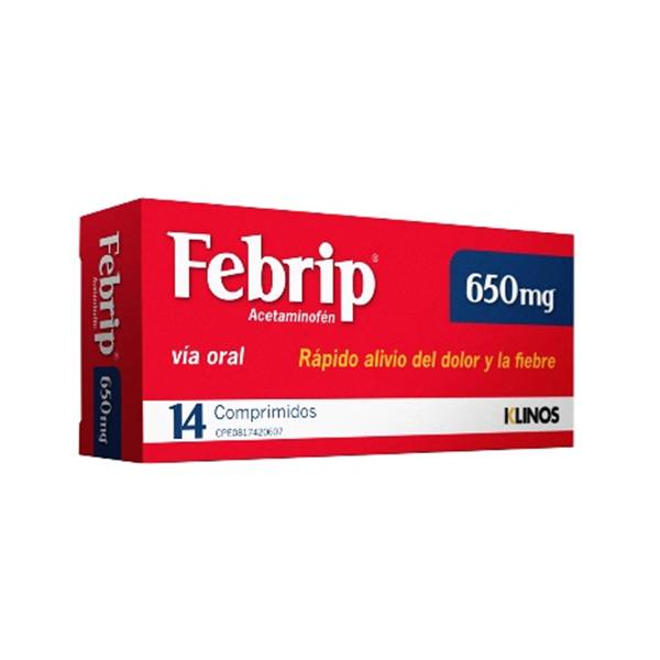 Febrip Acetaminofén 650mg x 14 Comprimidos - Klinos