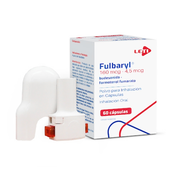 Fulbaryl Budesonida+Formoterol 160/4.5mcg x 60 Cápsulas - Leti