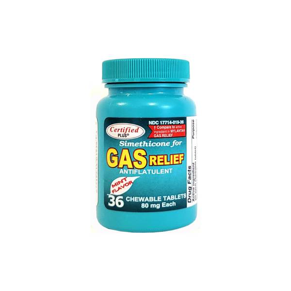 Gas Relief Simeticona 80mg x 36 Tabletas - Certified Plus