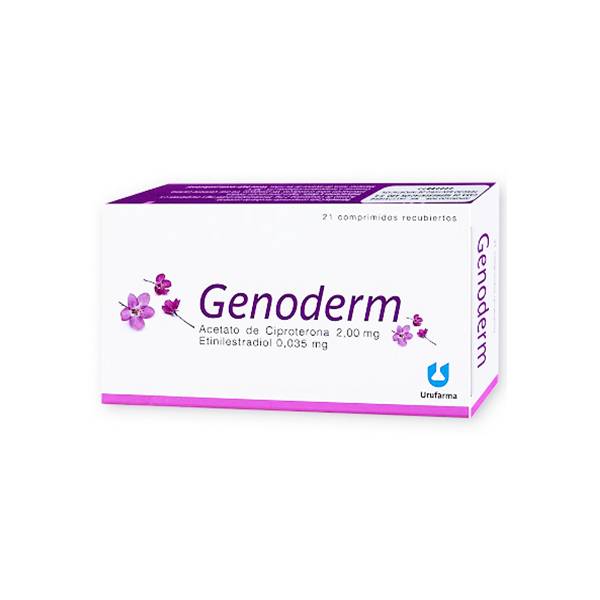 Genoderm Acetato De Ciproterona+Etinilestradiol 2mg/0.035mg x 21 Comprimidos - Urufarma