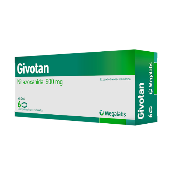 Givotan Nitazoxanida 500mg x 6 Comprimidos - Megalabs