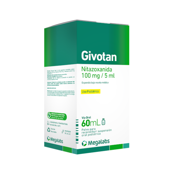 Givotan Nitazoxanida Polvo Para Suspensión Oral 100mg/5ml x 60ml - Megalabs