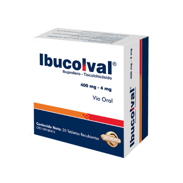 Ibucolval Ibuprofeno+Tiocolchicósido 400mg/4mg x 20 Tabletas - Valmorca