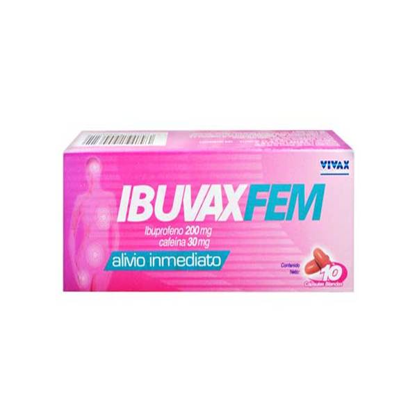 Ibuvaxfem Ibuprofeno+Cafeína 200mg/30mg x 10 Cápsulas Blandas Vivax