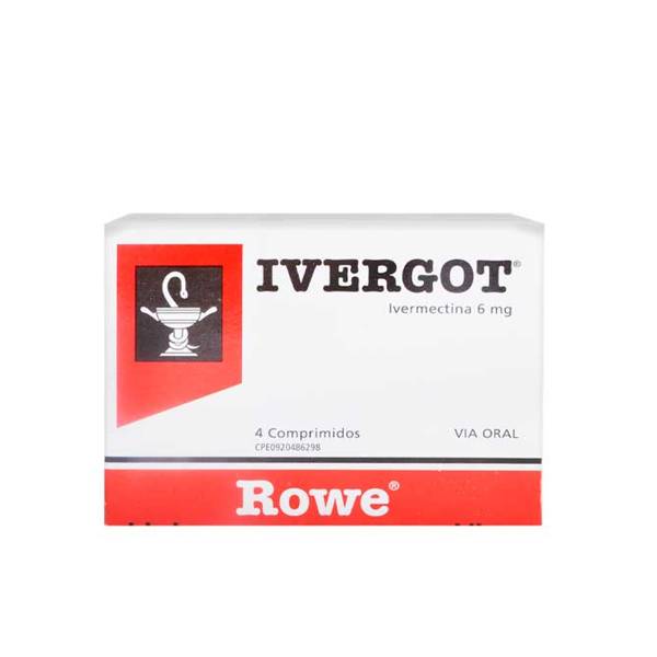 Ivergot Ivermectina 6mg x 4 Comprimidos - Rowe
