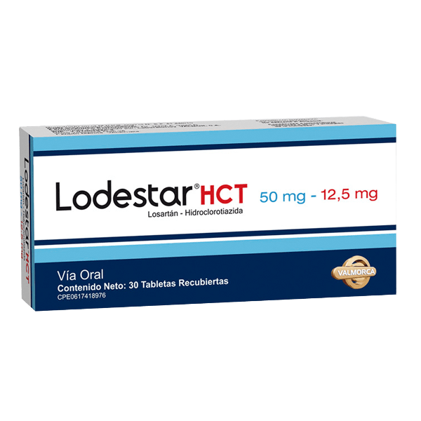 Lodestar HCT Losartán+Hidroclorotiazida 50mg/12.5mg x 30 Tabletas - Valmorca
