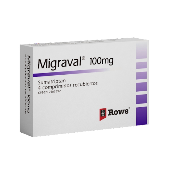 Migraval Sumatriptán 100mg x 4 Comprimidos - Rowe