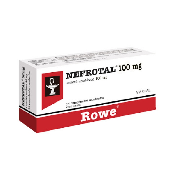 Nefrotal Losartán Potásico 100mg x 14 Comprimidos - Rowe