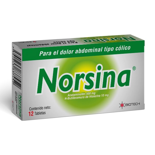 Norsina Acetaminofén+Hioscina x 12 Tabletas - Biotech