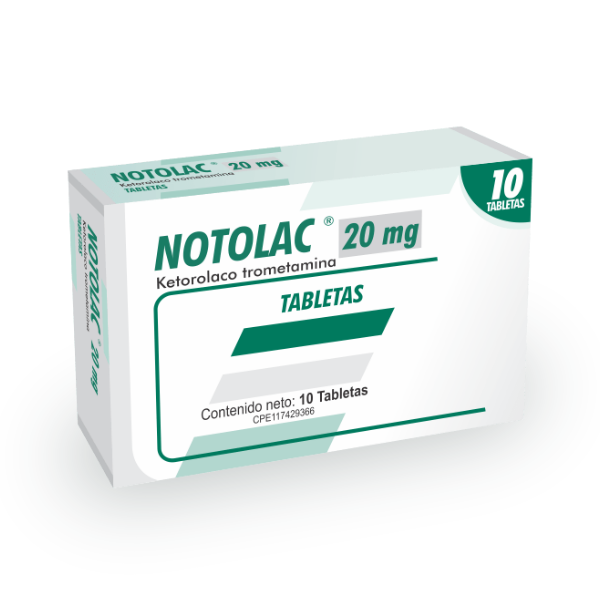 Notolac Ketorolaco 20mg x 10 Tabletas - Farma