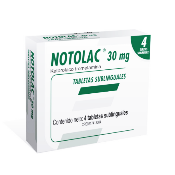 Notolac Ketorolaco 30mg x 4 Tabletas Sublinguales - Farma