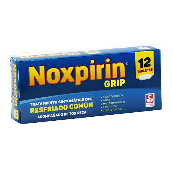 Noxpirin Grip Acetaminofén + Dextrometorfano + Clorfeniramina + Fenilefrina x 12 Tabletas - Siegfried