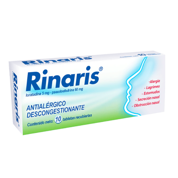 Rinaris Loratadina+Pseudoefedrina x 10 Tabletas - Farma