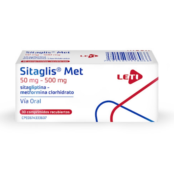 Sitaglis Met Metformina+Sitagliptina 50mg-500mg x 30 Comprimidos - Leti