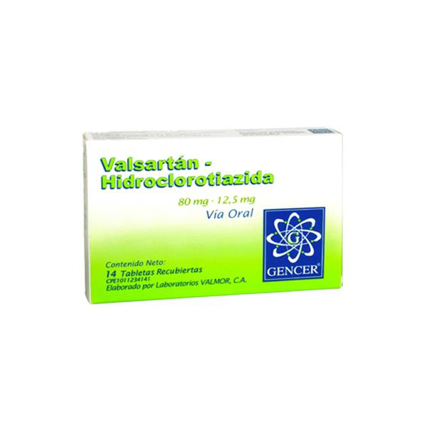 Valsartán HCT Valsartán+Hidroclorotiazida 80mg/12.5mg x 14 Tabletas - Gencer