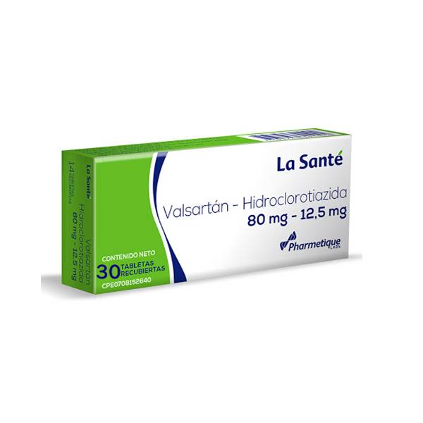 Valsartán HCT Valsartán+Hidroclorotiazida 80mg/12.5mg x 30 Tabletas - La Santé