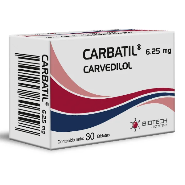 Carbatil Carvedilol 6.25mg x 30 Tabletas - Biotech