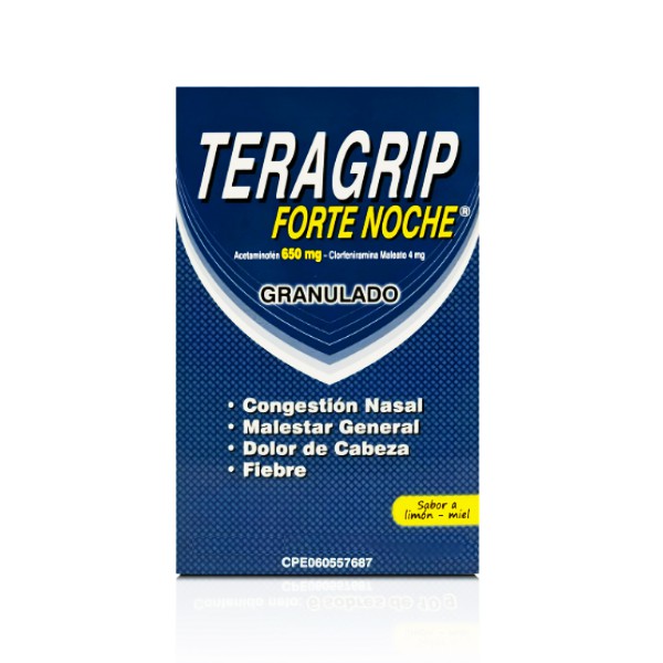 Teragrip Forte Noche En Sobre Acetaminofén+Clorfenamina 10 gr - Farma