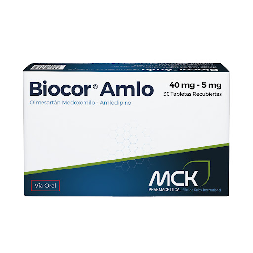 Biocor Amlo Olmesartán+Amlodipina 40mg/5mg x 30 Tabletas - Mck