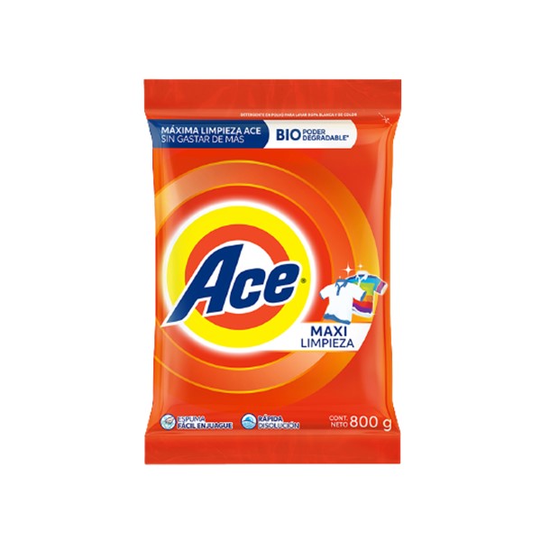 Ace Detergente En Polvo Maxi Limpieza 800g