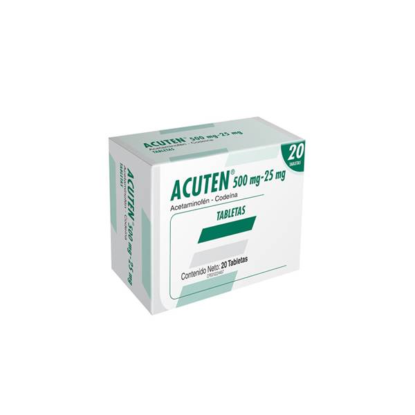 Acuten Acetaminofén+Codeína 500mg/25mg x 20 Tabletas - Farma