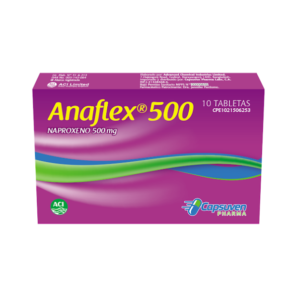 Anaflex Diclofenac Sódico+Cafeína+Paracetamol 500mg x 10 Tabletas Capsuven