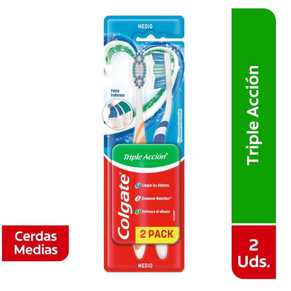 Colgate 2 Pack Cepillos Dentales Triple Acción