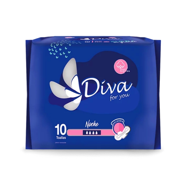 Diva Toallas Delgada Noche x 10 Unidades