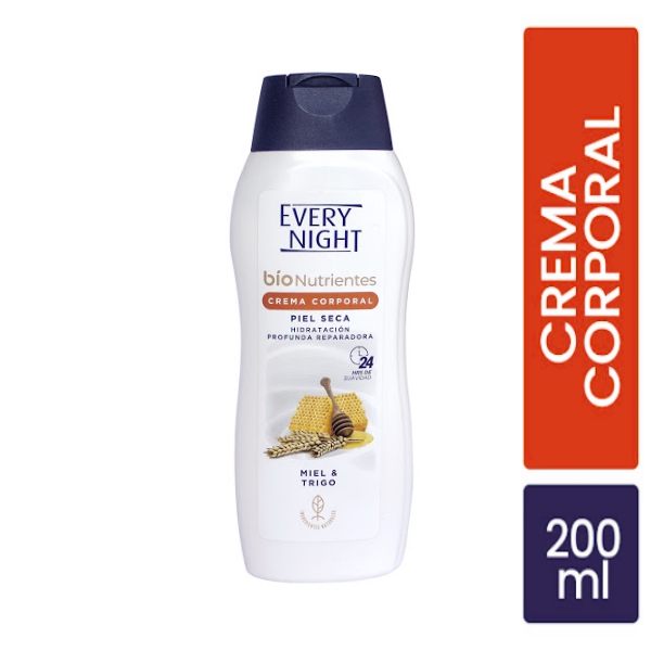 Every Night Bionutrientes Crema Corporal Para Piel Seca Miel Y Trigo 200ml