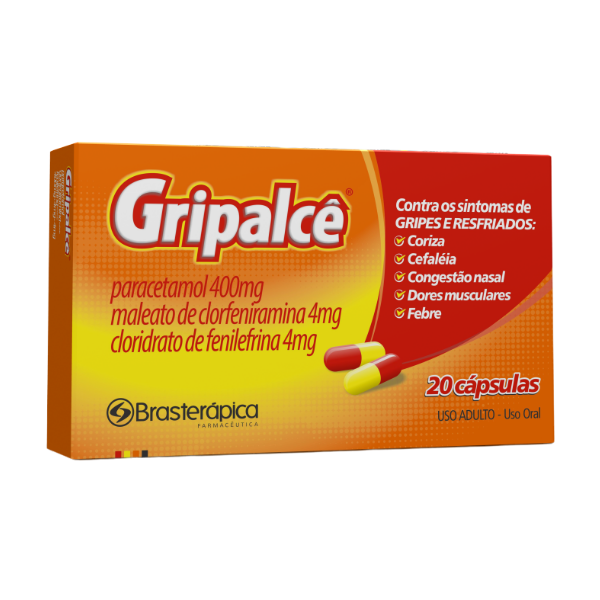 Gripalce Clorfeniramina+Fenilefrina+Paracetamol x 20 Cápsulas - Brasterapica