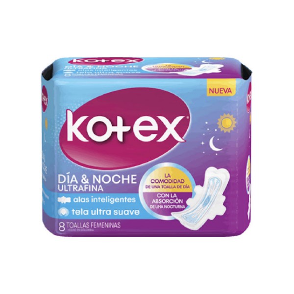 Kotex Toallas Día Y Noche x 8 Unidades
