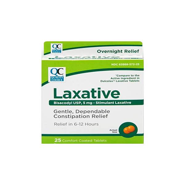 Laxative Bisacodilo 5mg x 25 Tabletas - Quality Choice